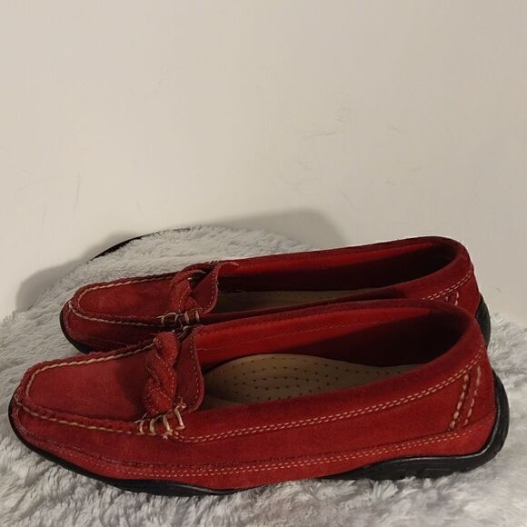 L.L.Bean Red Suede Women's Loafers  - Picture 1 of 8